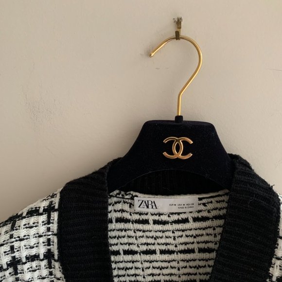 Zara Knit Graph Check Tweed Cardigan - Picture 4 of 8